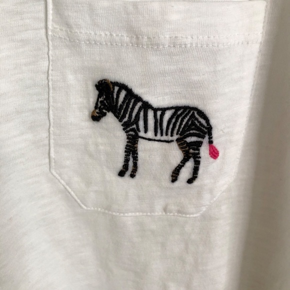NWT ORGANIC COTTON WHITE‎ T-SHIRT w/ POCKET & ZEBRA EMBLEM SZ SM - Picture 6 of 6